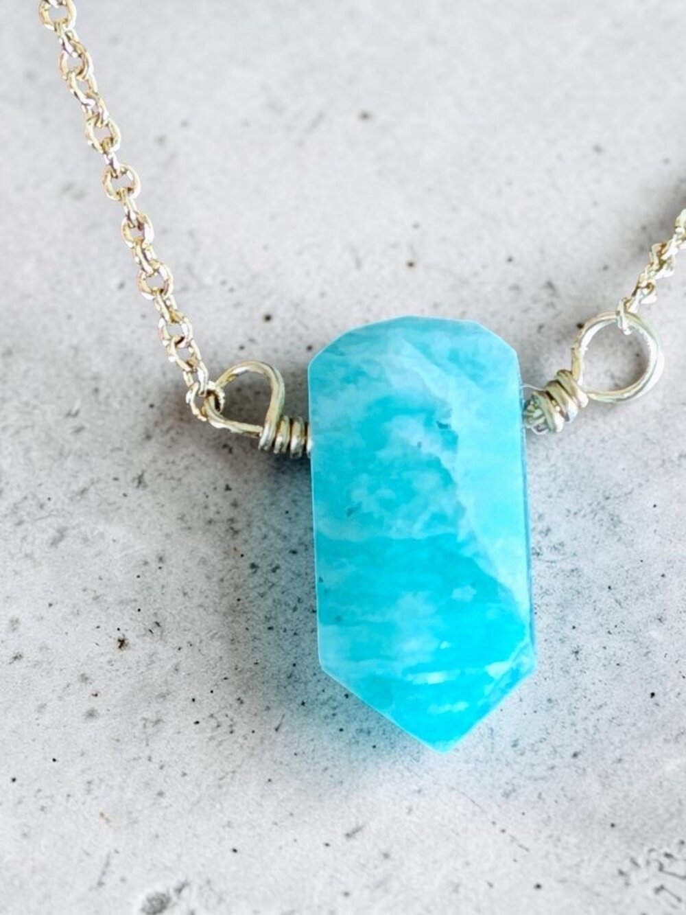 Amazonite Bar Pendant Necklace